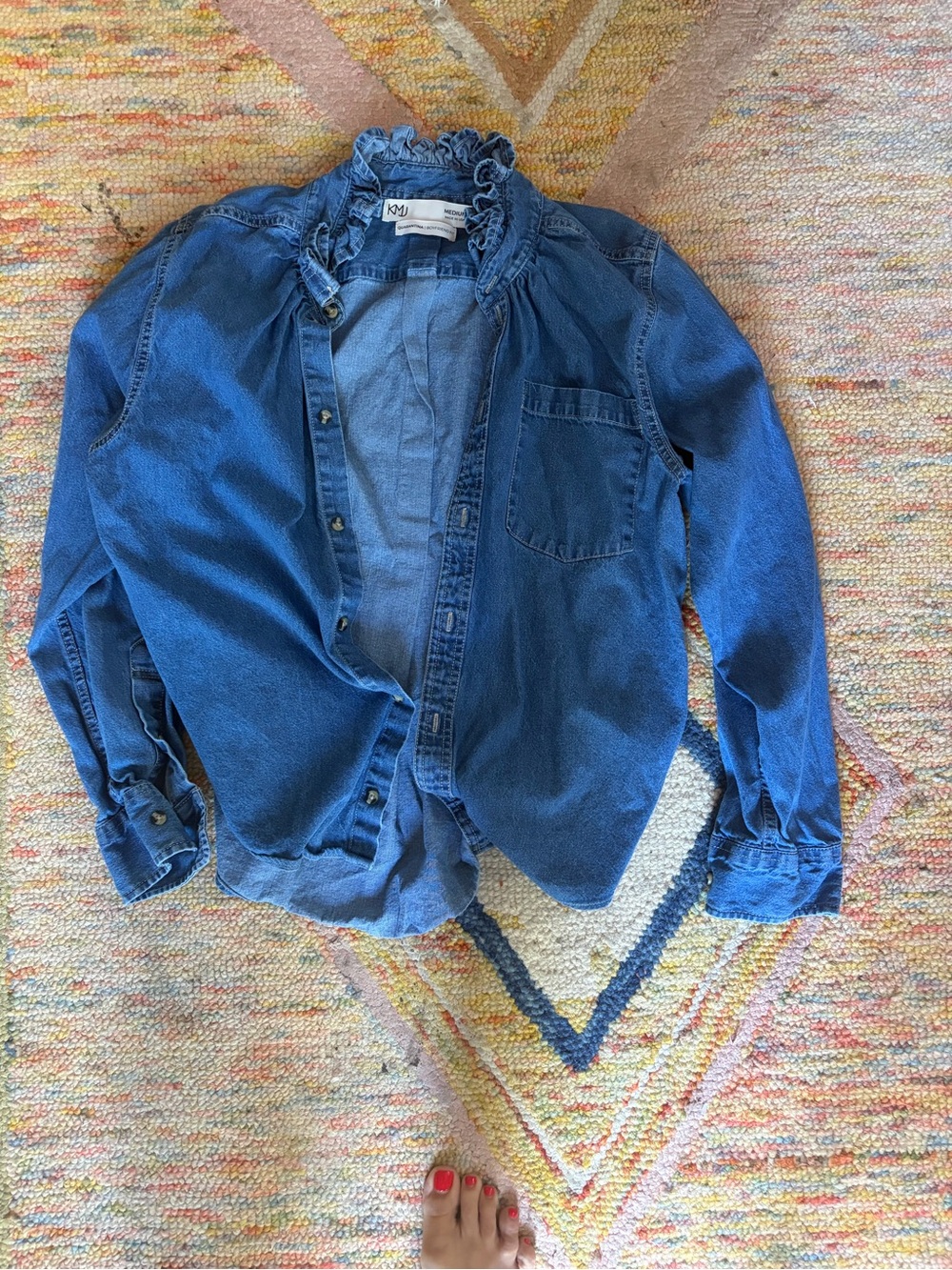 KMJ - Reworked Denim Ruffle Collar Shirt
